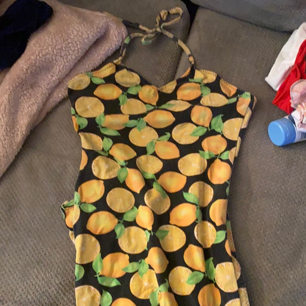 Small summer maxi lemon dress